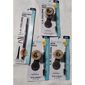L.A. COLORS Browie Wowie 4pc Set Dark Brown Skinny Brow Pencil & 3 Brow Pomades